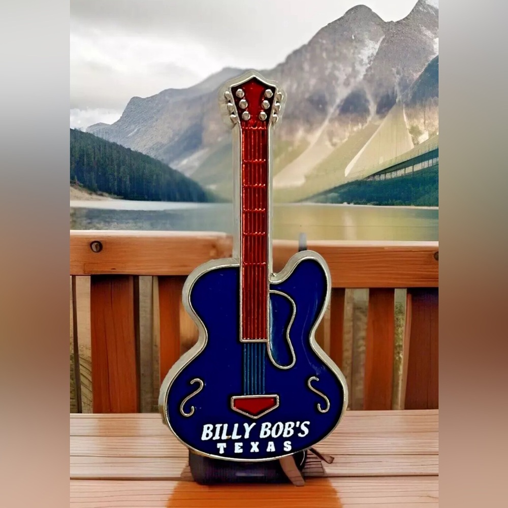 Billy Bob’s Texas Guitar Magnet Blue Red Club Bar World’s Largest Honky Tonk VGC
